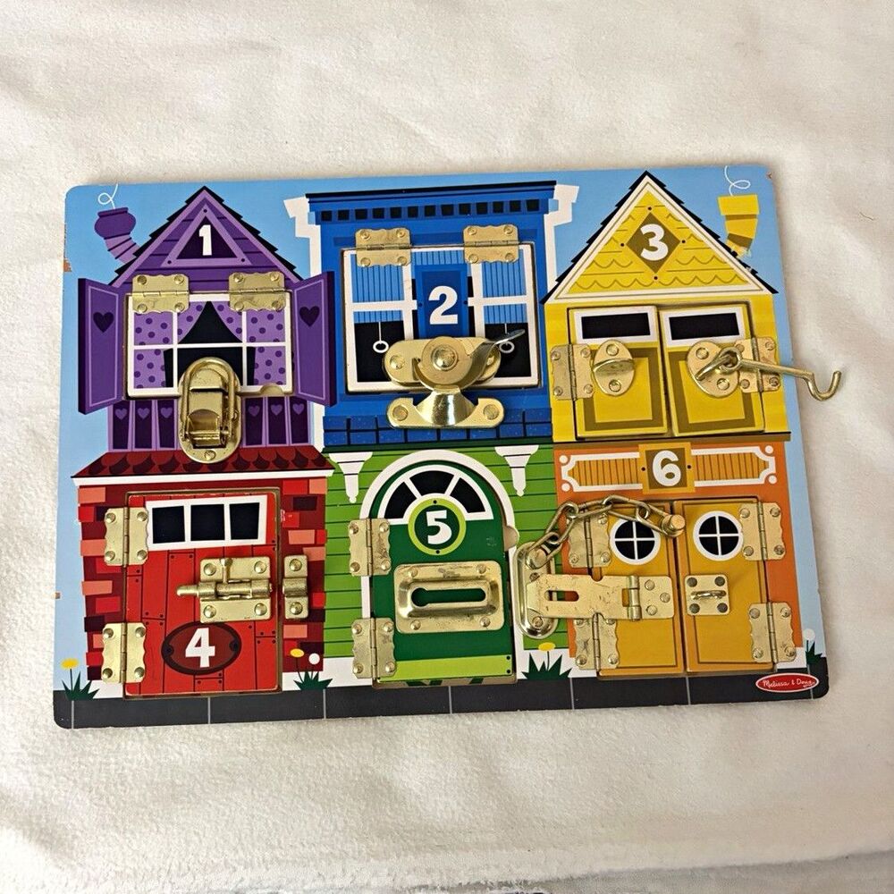 Melissa & Doug Latches Board Kids Wooden Montessori Learning Activity Toy